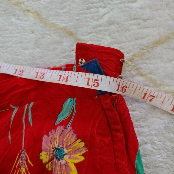 Vintage UMI Collection by Anne Crimmins Silk Skirt Red Floral Size 14 Hong Kong - Picture 10 of 11